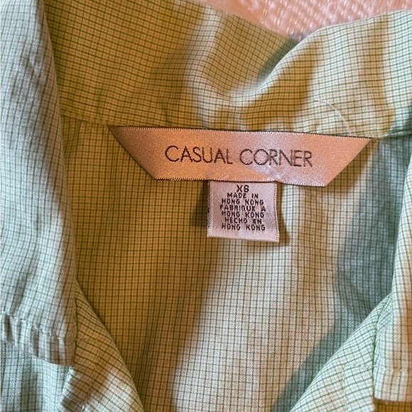 VTG vintage Casual Corner green button down collared sleeveless top - Picture 3 of 7